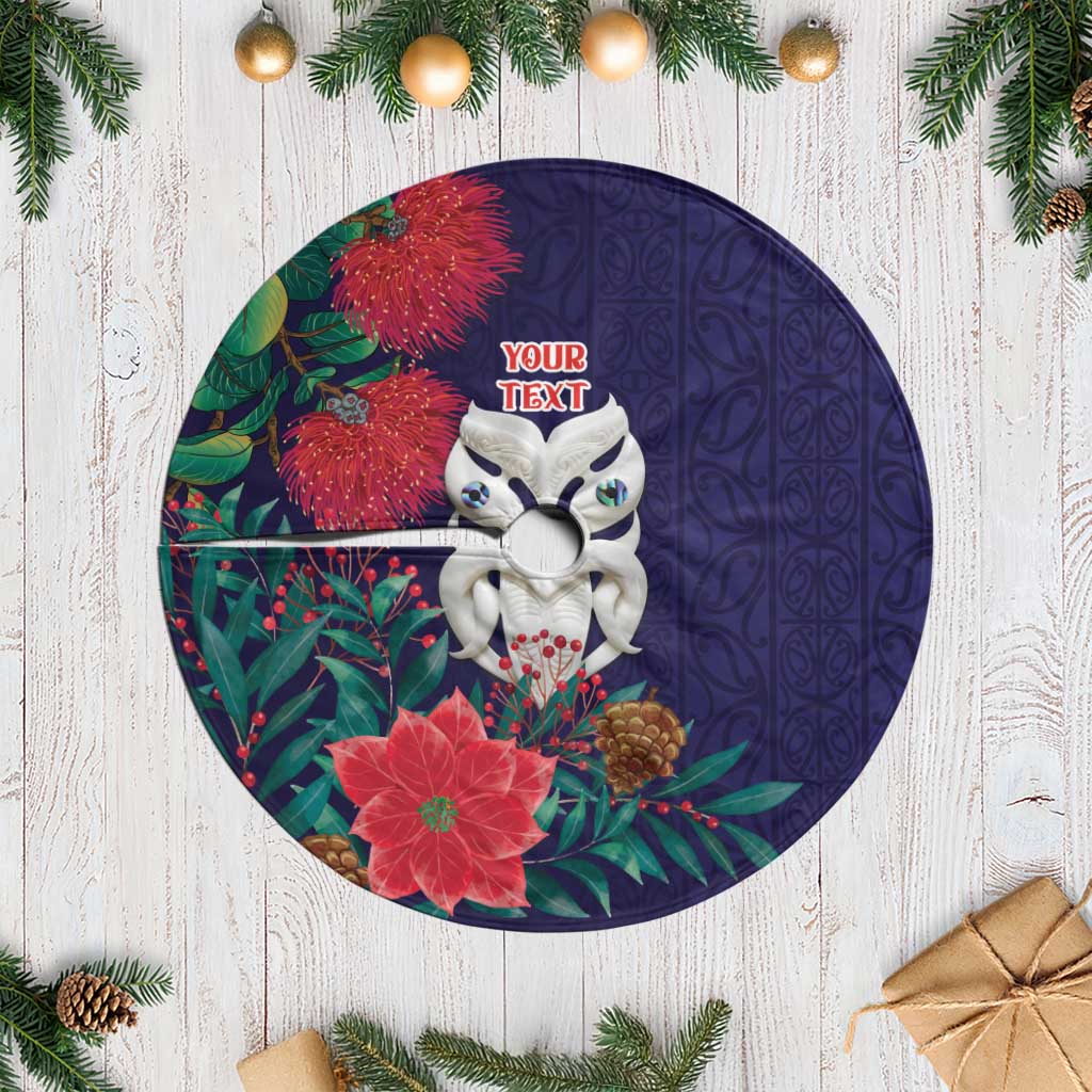 Maori Wheku Meri Kirihimete Personalised Tree Skirt All Blue Indigenous Maori Motif - Aussie Hoodie