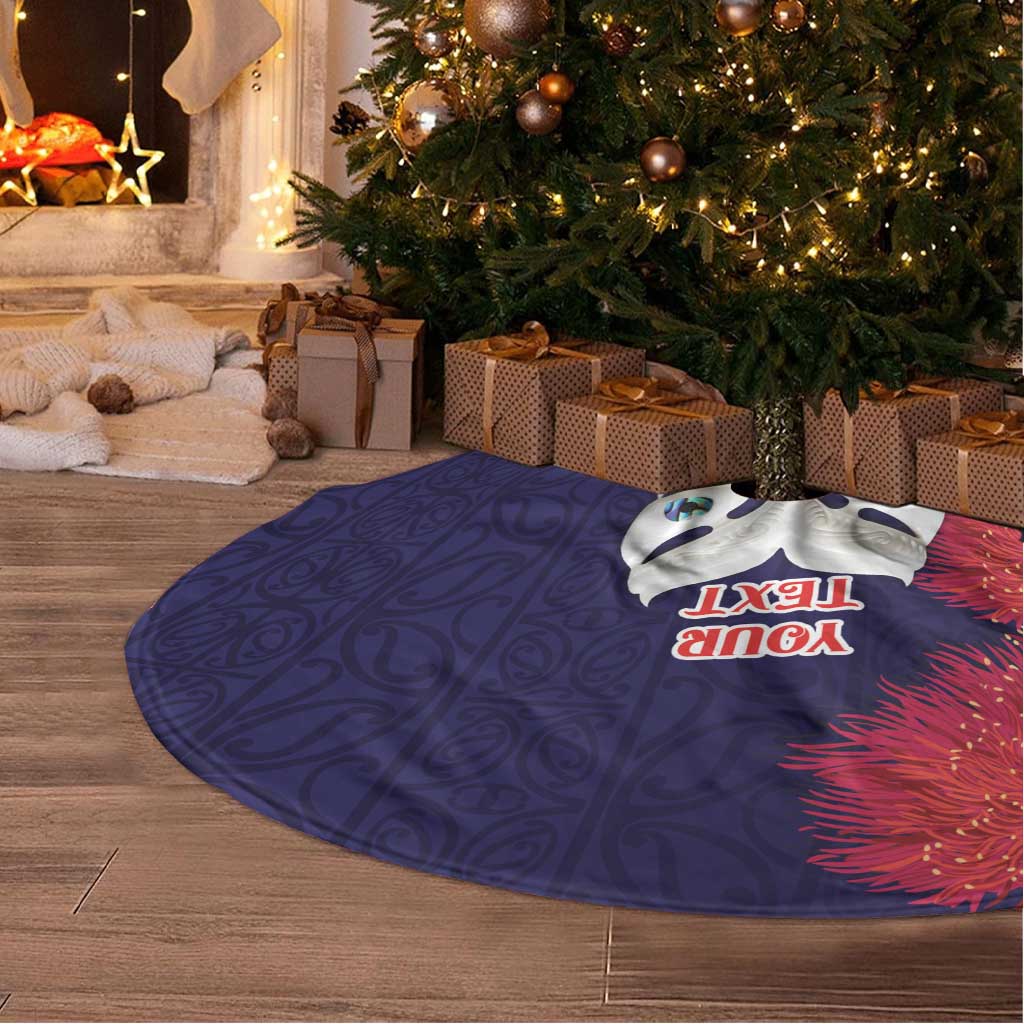 Maori Wheku Meri Kirihimete Personalised Tree Skirt All Blue Indigenous Maori Motif - Aussie Hoodie