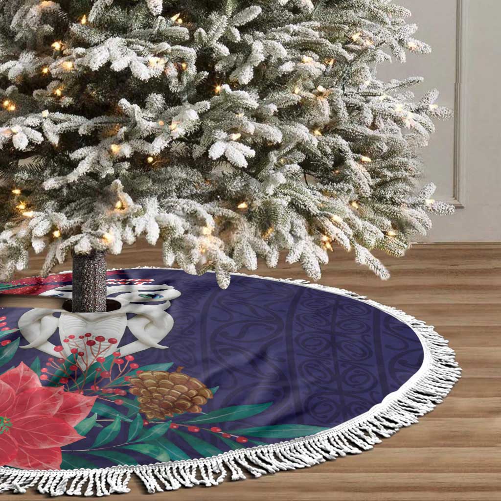 Maori Wheku Meri Kirihimete Personalised Tree Skirt All Blue Indigenous Maori Motif - Aussie Hoodie