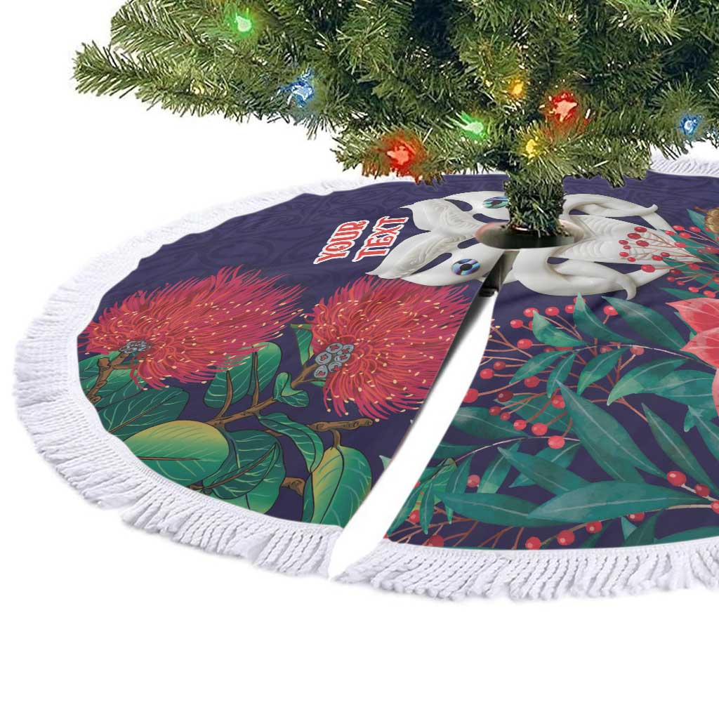 Maori Wheku Meri Kirihimete Personalised Tree Skirt All Blue Indigenous Maori Motif - Aussie Hoodie