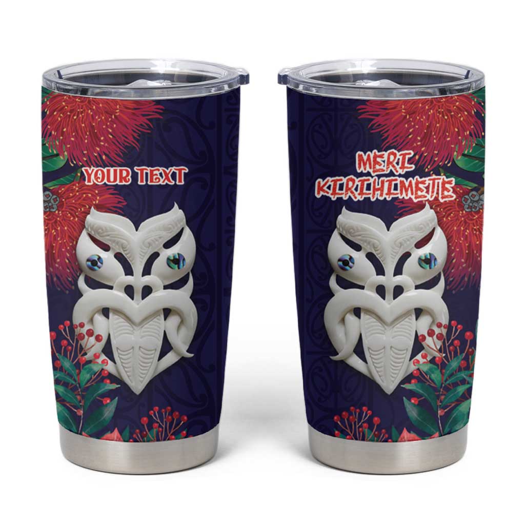 Maori Wheku Meri Kirihimete Personalised Tumbler Cup All Blue Indigenous Maori Motif - Aussie Hoodie