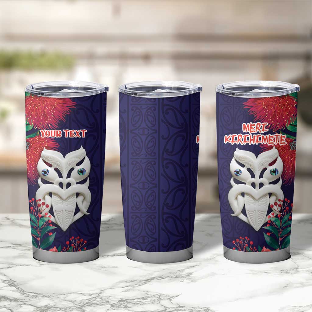 Maori Wheku Meri Kirihimete Personalised Tumbler Cup All Blue Indigenous Maori Motif - Aussie Hoodie
