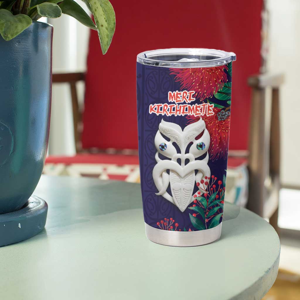 Maori Wheku Meri Kirihimete Personalised Tumbler Cup All Blue Indigenous Maori Motif - Aussie Hoodie