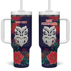 Maori Wheku Meri Kirihimete Personalised Tumbler With Handle All Blue Indigenous Maori Motif - Aussie Hoodie