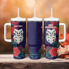 Maori Wheku Meri Kirihimete Personalised Tumbler With Handle All Blue Indigenous Maori Motif - Aussie Hoodie