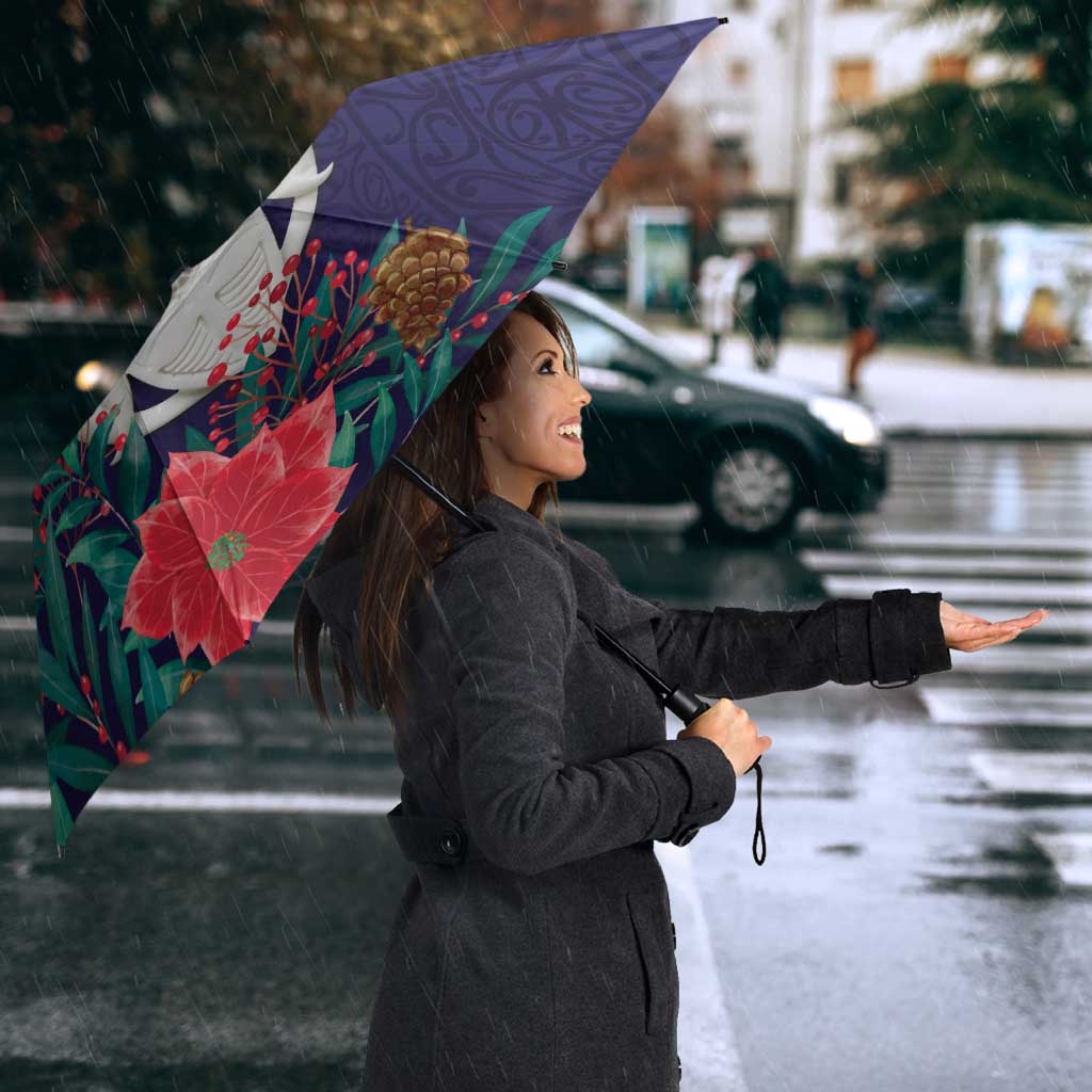 Maori Wheku Meri Kirihimete Personalised Umbrella All Blue Indigenous Maori Motif - Aussie Hoodie
