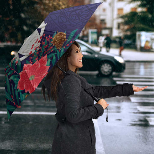 Maori Wheku Meri Kirihimete Personalised Umbrella All Blue Indigenous Maori Motif - Aussie Hoodie