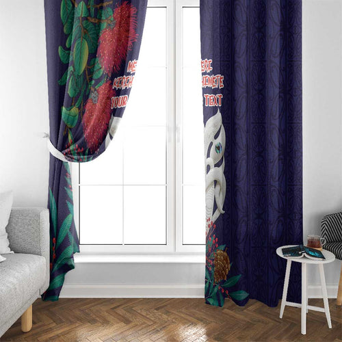 Maori Wheku Meri Kirihimete Personalised Window Curtain All Blue Indigenous Maori Motif - Aussie Hoodie