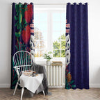 Maori Wheku Meri Kirihimete Personalised Window Curtain All Blue Indigenous Maori Motif - Aussie Hoodie