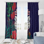Maori Wheku Meri Kirihimete Personalised Window Curtain All Blue Indigenous Maori Motif - Aussie Hoodie