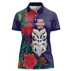Maori Wheku Meri Kirihimete Personalised Women Polo Shirt All Blue Indigenous Maori Motif - Aussie Hoodie