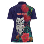 Maori Wheku Meri Kirihimete Personalised Women Polo Shirt All Blue Indigenous Maori Motif - Aussie Hoodie