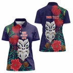 Maori Wheku Meri Kirihimete Personalised Women Polo Shirt All Blue Indigenous Maori Motif - Aussie Hoodie