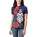 Maori Wheku Meri Kirihimete Personalised Women Polo Shirt All Blue Indigenous Maori Motif - Aussie Hoodie