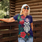 Maori Wheku Meri Kirihimete Personalised Women Polo Shirt All Blue Indigenous Maori Motif - Aussie Hoodie