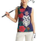 Maori Wheku Meri Kirihimete Personalised Women Sleeveless Polo Shirt All Blue Indigenous Maori Motif - Aussie Hoodie