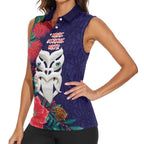 Maori Wheku Meri Kirihimete Personalised Women Sleeveless Polo Shirt All Blue Indigenous Maori Motif - Aussie Hoodie