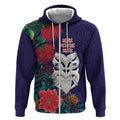 Maori Wheku Meri Kirihimete Personalised Zip Hoodie All Blue Indigenous Maori Motif - Aussie Hoodie