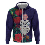 Maori Wheku Meri Kirihimete Personalised Zip Hoodie All Blue Indigenous Maori Motif - Aussie Hoodie