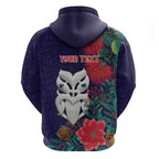 Maori Wheku Meri Kirihimete Personalised Zip Hoodie All Blue Indigenous Maori Motif - Aussie Hoodie