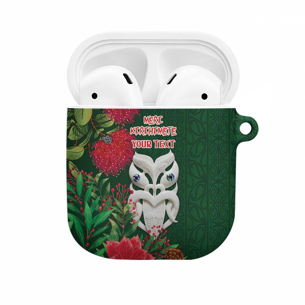 Maori Wheku Meri Kirihimete Personalised AirPods Case All Green Indigenous Maori Motif - Aussie Hoodie