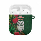 Maori Wheku Meri Kirihimete Personalised AirPods Case All Green Indigenous Maori Motif - Aussie Hoodie