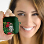 Maori Wheku Meri Kirihimete Personalised AirPods Case All Green Indigenous Maori Motif - Aussie Hoodie