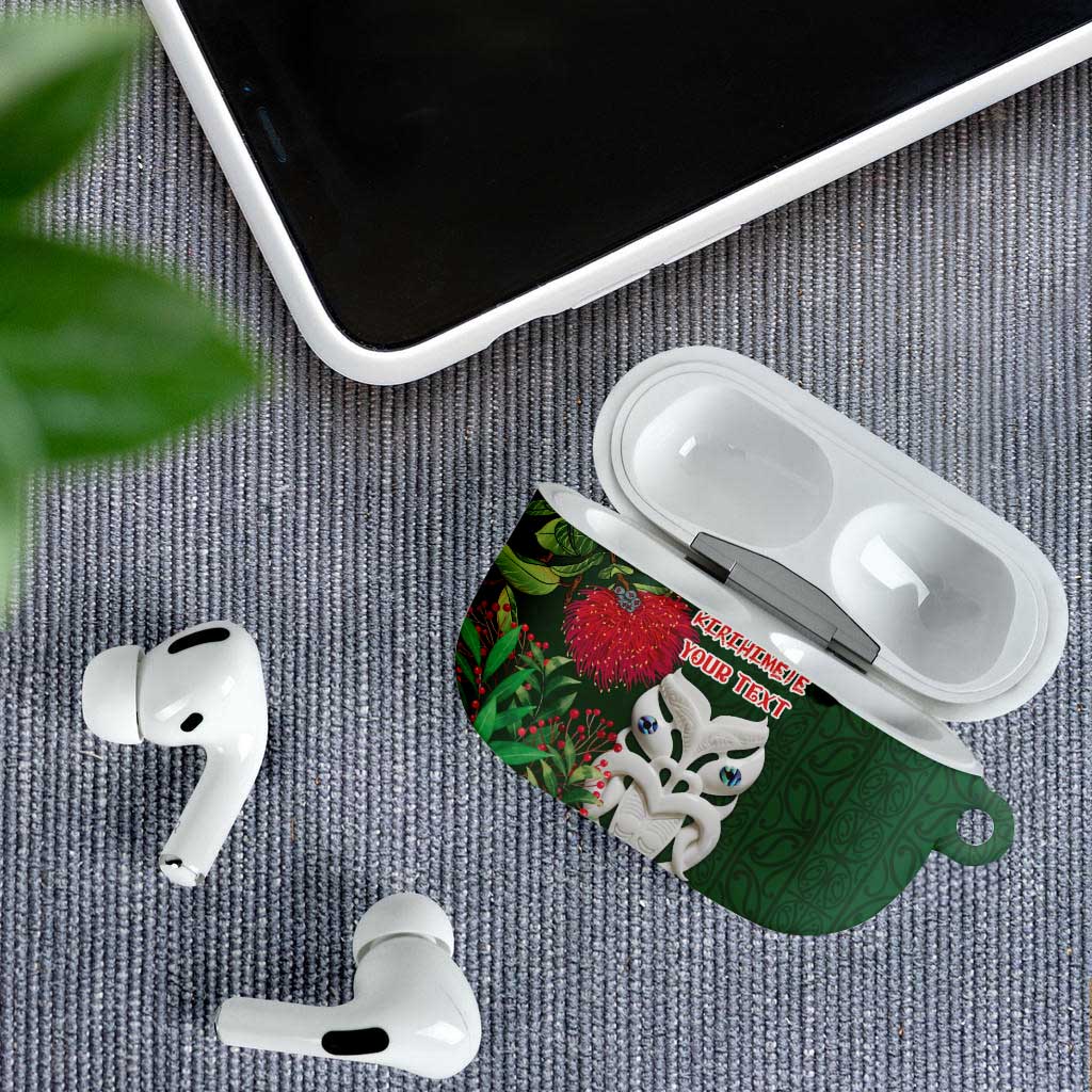 Maori Wheku Meri Kirihimete Personalised AirPods Case All Green Indigenous Maori Motif - Aussie Hoodie