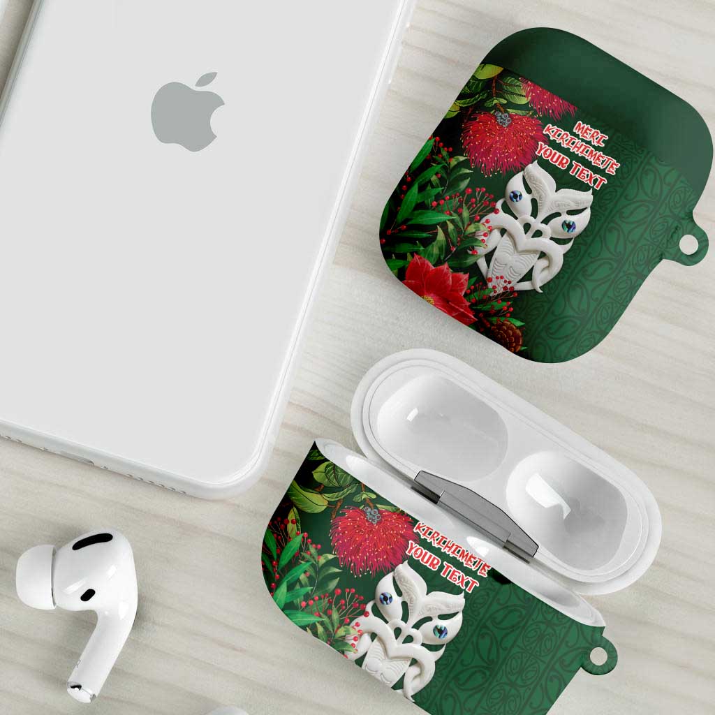 Maori Wheku Meri Kirihimete Personalised AirPods Case All Green Indigenous Maori Motif - Aussie Hoodie