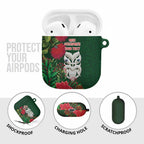 Maori Wheku Meri Kirihimete Personalised AirPods Case All Green Indigenous Maori Motif - Aussie Hoodie