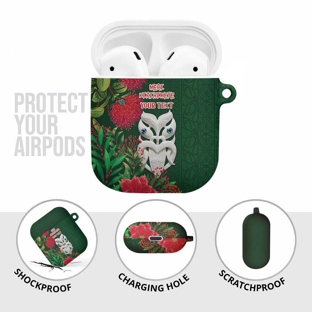 Maori Wheku Meri Kirihimete Personalised AirPods Case All Green Indigenous Maori Motif - Aussie Hoodie