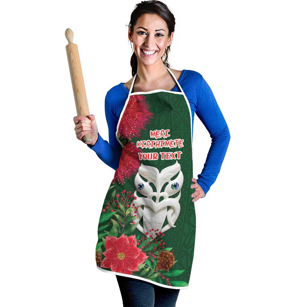 Maori Wheku Meri Kirihimete Personalised Apron All Green Indigenous Maori Motif - Aussie Hoodie