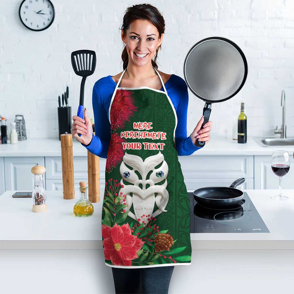 Maori Wheku Meri Kirihimete Personalised Apron All Green Indigenous Maori Motif - Aussie Hoodie