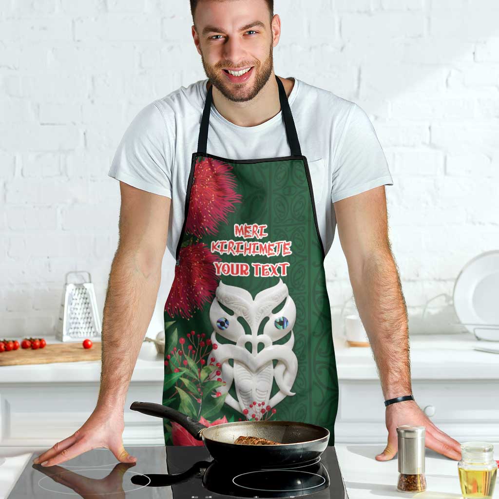 Maori Wheku Meri Kirihimete Personalised Apron All Green Indigenous Maori Motif - Aussie Hoodie
