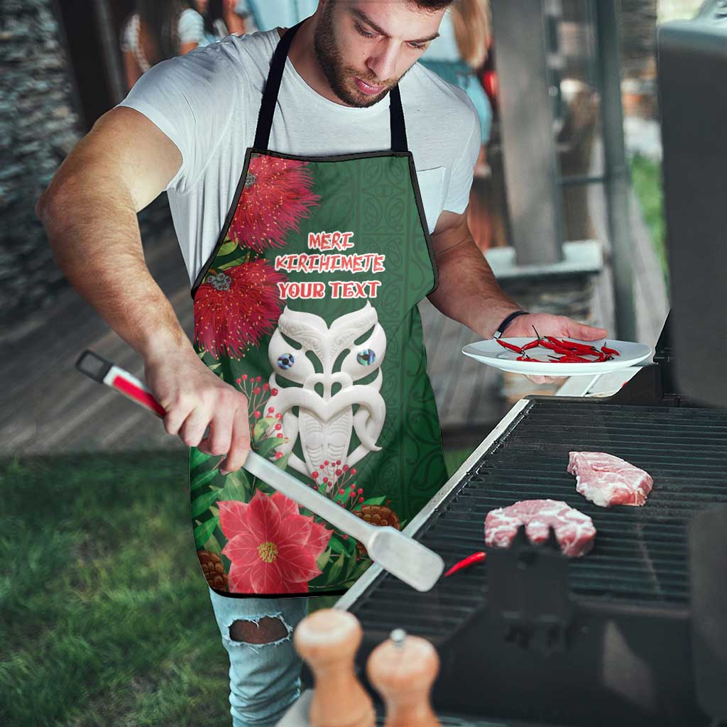 Maori Wheku Meri Kirihimete Personalised Apron All Green Indigenous Maori Motif - Aussie Hoodie