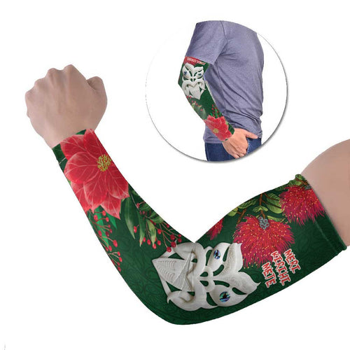 Maori Wheku Meri Kirihimete Personalised Arm Sleeves All Green Indigenous Maori Motif - Aussie Hoodie