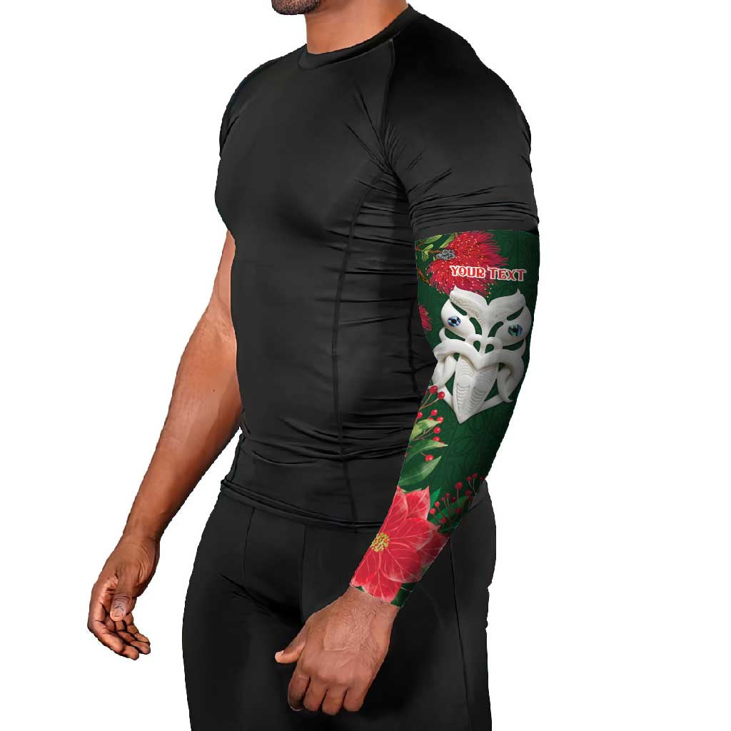 Maori Wheku Meri Kirihimete Personalised Arm Sleeves All Green Indigenous Maori Motif - Aussie Hoodie