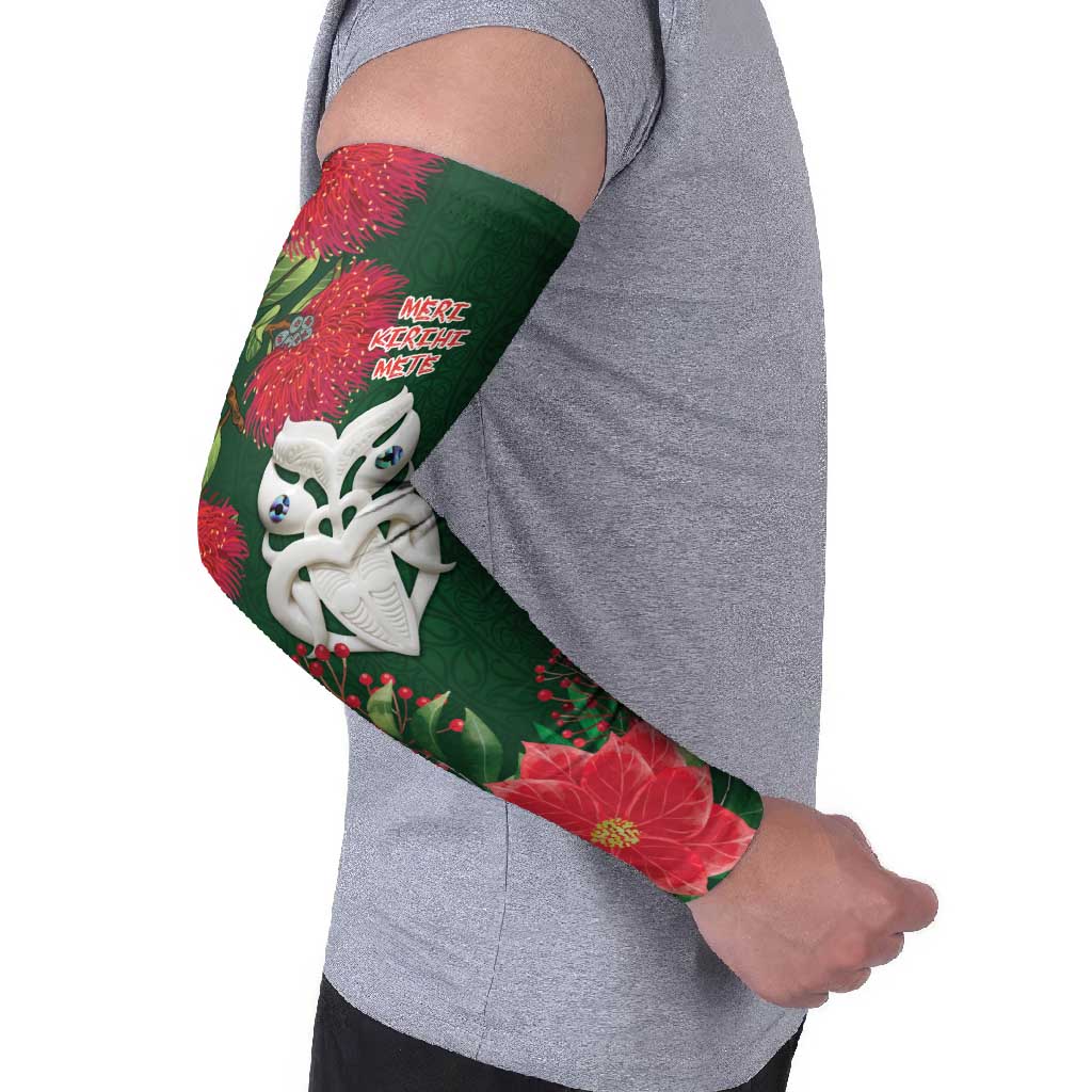 Maori Wheku Meri Kirihimete Personalised Arm Sleeves All Green Indigenous Maori Motif - Aussie Hoodie