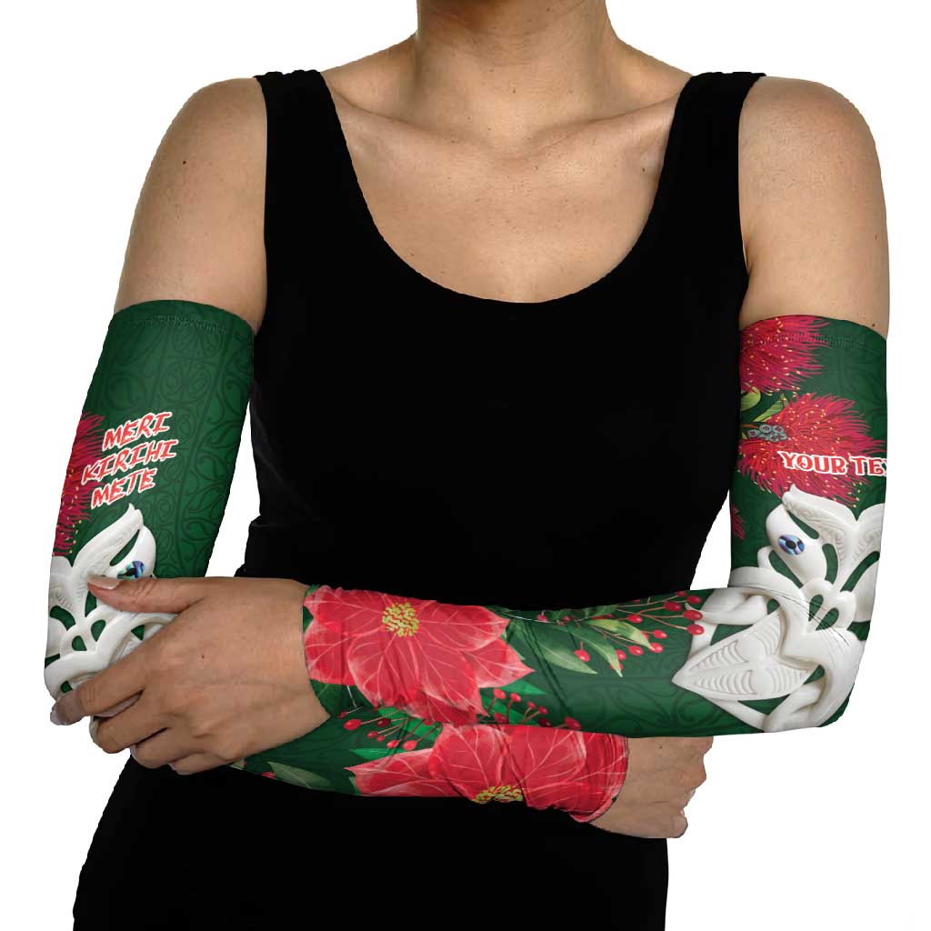 Maori Wheku Meri Kirihimete Personalised Arm Sleeves All Green Indigenous Maori Motif - Aussie Hoodie