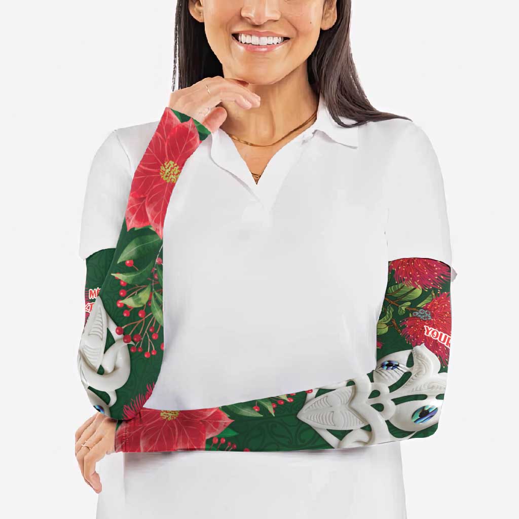 Maori Wheku Meri Kirihimete Personalised Arm Sleeves All Green Indigenous Maori Motif - Aussie Hoodie