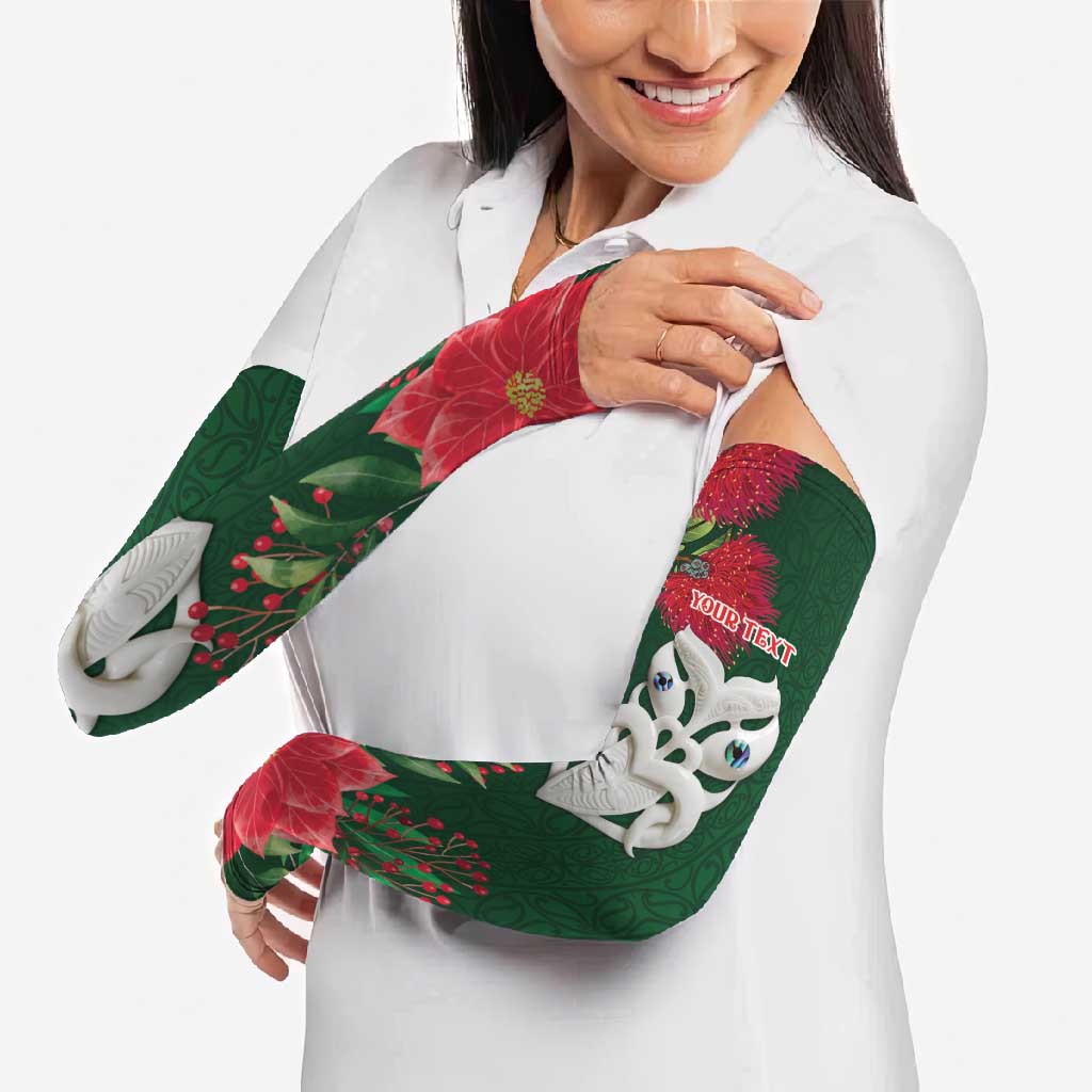 Maori Wheku Meri Kirihimete Personalised Arm Sleeves All Green Indigenous Maori Motif - Aussie Hoodie
