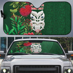Maori Wheku Meri Kirihimete Personalised Auto Sun Shade All Green Indigenous Maori Motif - Aussie Hoodie