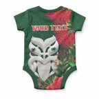 Maori Wheku Meri Kirihimete Personalised Baby Onesie All Green Indigenous Maori Motif