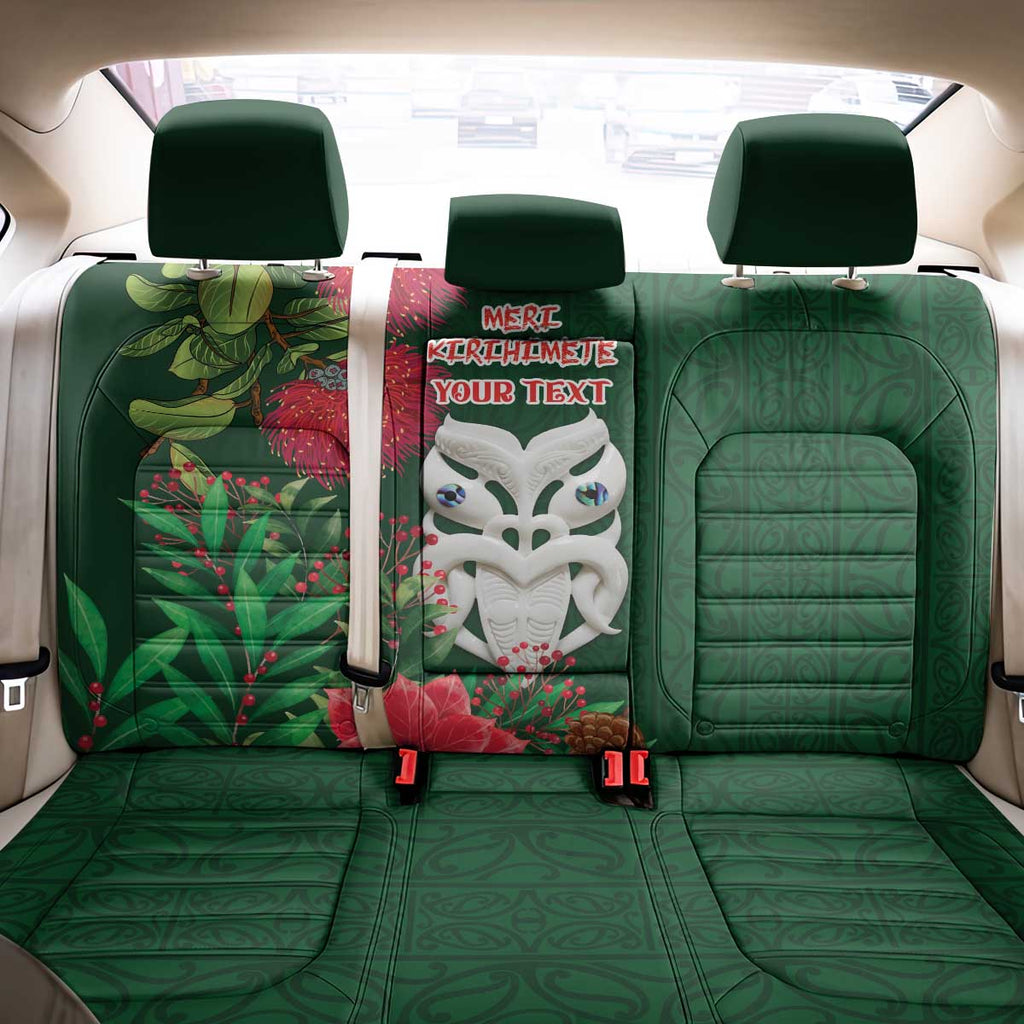 Maori Wheku Meri Kirihimete Personalised Back Car Seat Cover All Green Indigenous Maori Motif - Aussie Hoodie