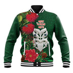 Maori Wheku Meri Kirihimete Personalised Baseball Jacket All Green Indigenous Maori Motif - Aussie Hoodie
