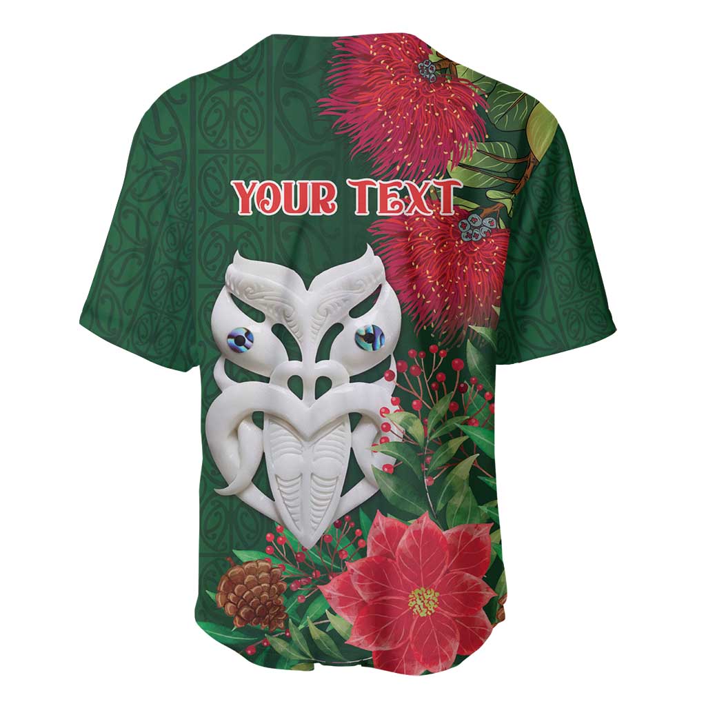 Maori Wheku Meri Kirihimete Personalised Baseball Jersey All Green Indigenous Maori Motif - Aussie Hoodie
