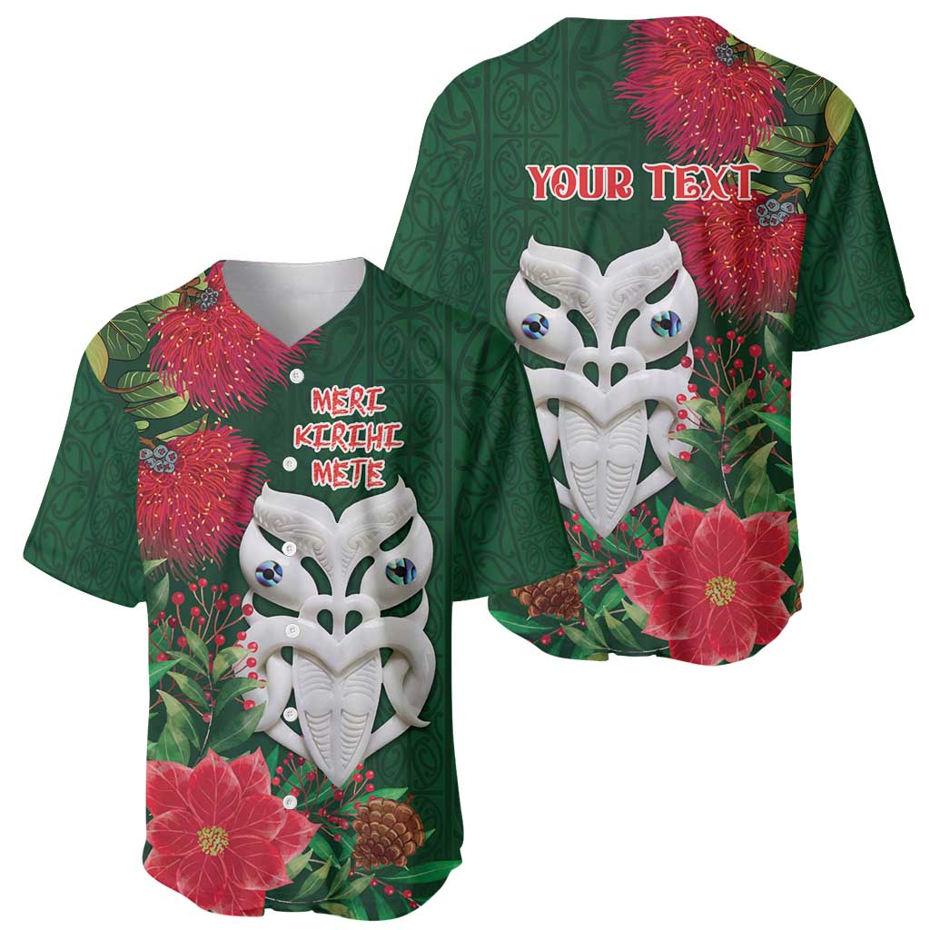 Maori Wheku Meri Kirihimete Personalised Baseball Jersey All Green Indigenous Maori Motif - Aussie Hoodie