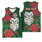 Maori Wheku Meri Kirihimete Personalised Basketball Jersey All Green Indigenous Maori Motif - Aussie Hoodie