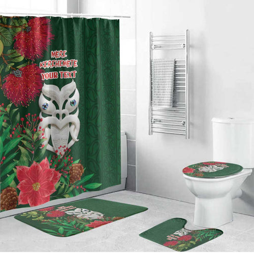 Maori Wheku Meri Kirihimete Personalised Bathroom Set All Green Indigenous Maori Motif - Aussie Hoodie