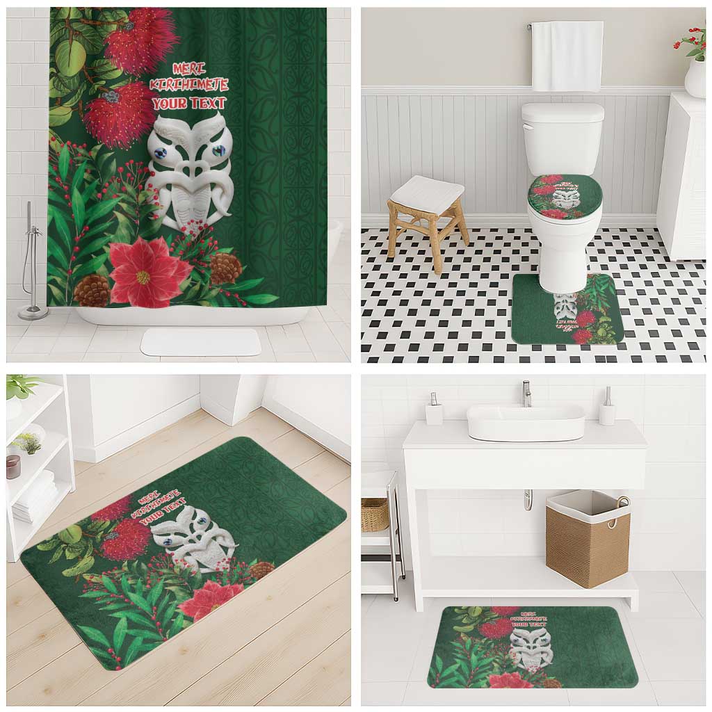 Maori Wheku Meri Kirihimete Personalised Bathroom Set All Green Indigenous Maori Motif - Aussie Hoodie